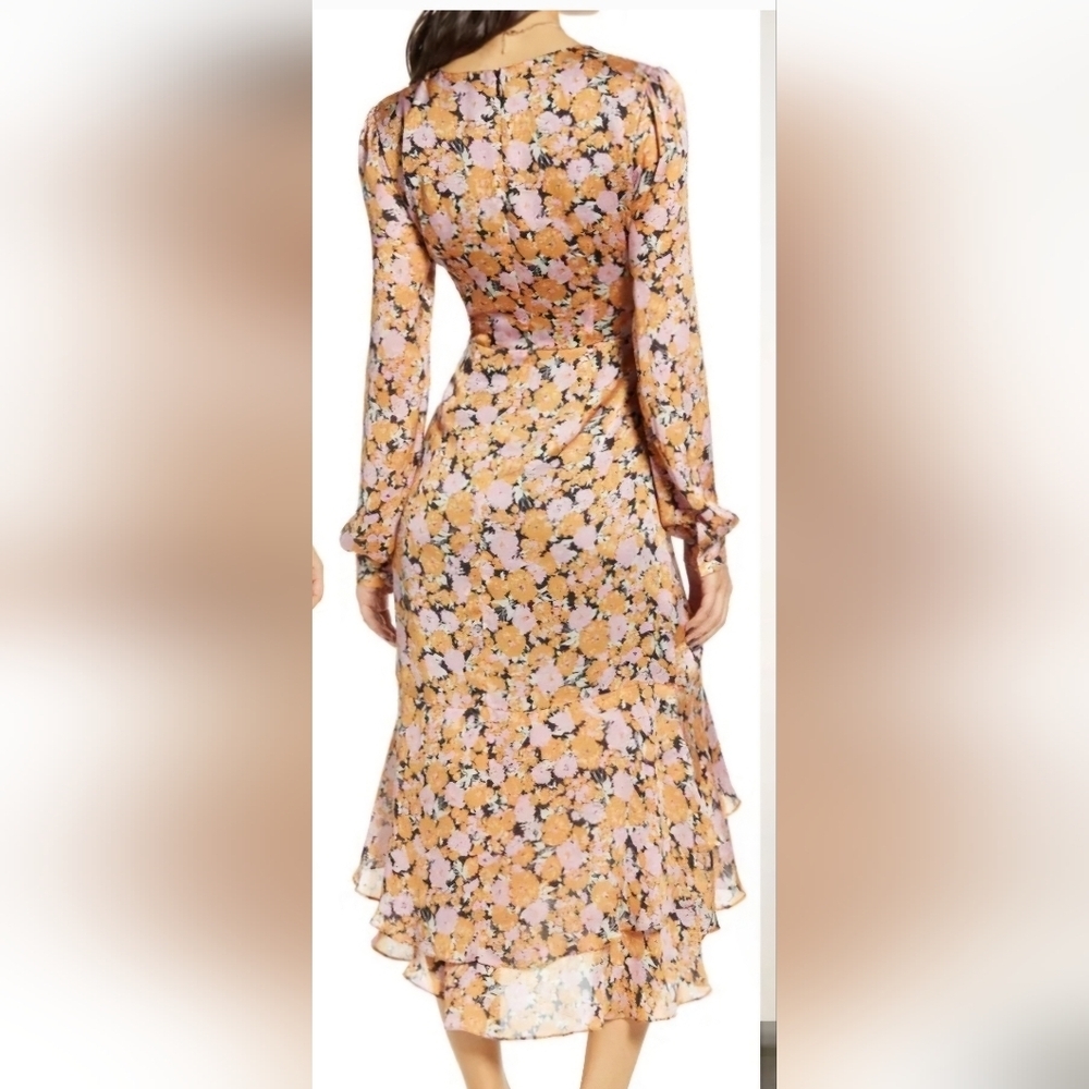 NWT Wayf pink and gold floral dress sz XS - Picture 2 of 11